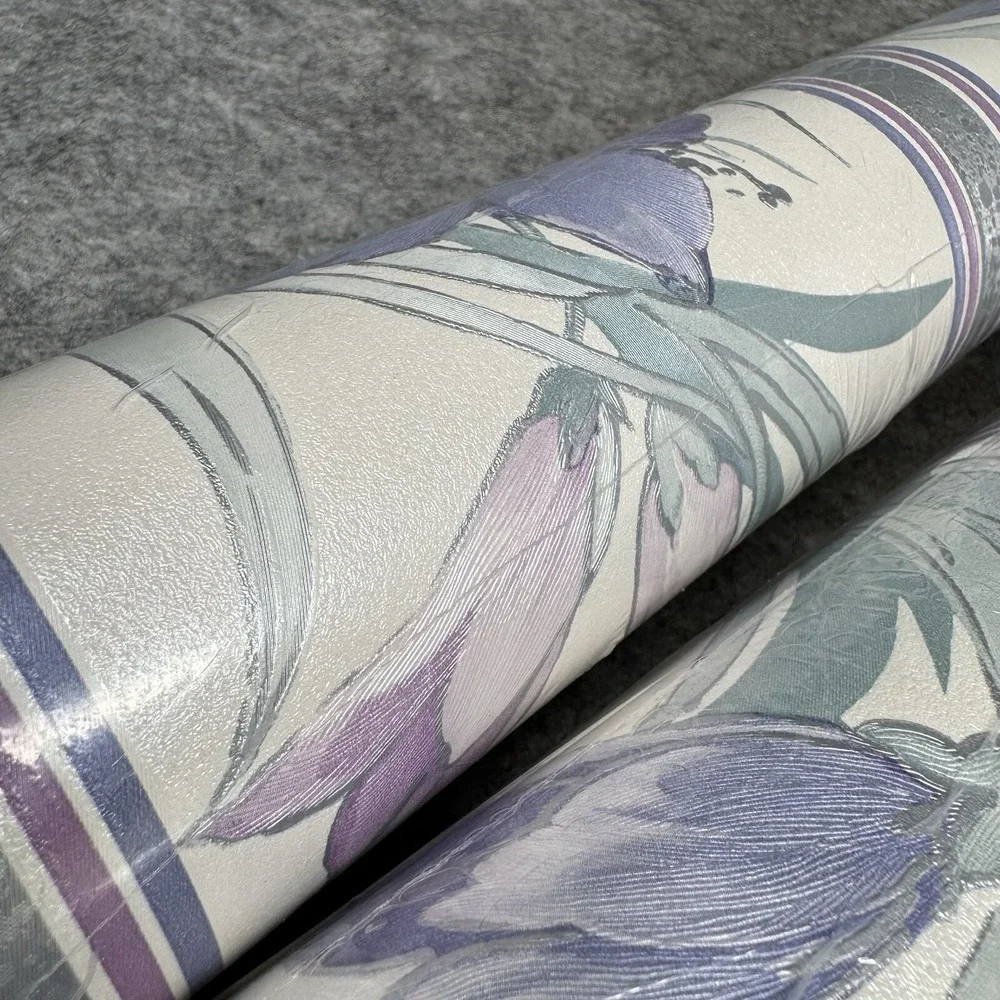 Vtg Floral Cottagecore Pre Pasted Wallpaper Vinyl Wallcovering 57 sqft Garden